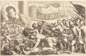 Le truppe che forzano la porta di una città da Jacques Callot