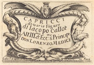 Pagina del Titolo per "I Capricci" da Jacques Callot
