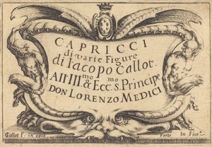 Pagina del titolo per I Capricci da Jacques Callot