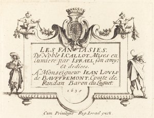 Pagina del titolo per "Le fantasie" da Jacques Callot