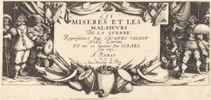 Pagina del titolo per "Le grandi miserie della guerra" da Jacques Callot