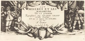 Pagina del titolo per "Le grandi miserie della guerra" da Jacques Callot