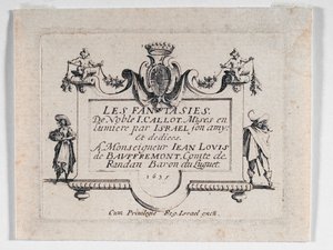 Frontespizio di Les Fantaisies ... (acquaforte) da Jacques Callot