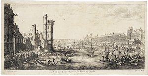 Vista dalla Senna al Louvre sulla destra... (acquaforte) da Jacques Callot