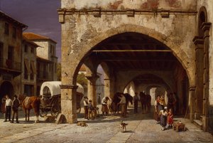 Scena di città con un maniscalco da Jacques Carabain