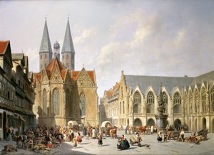 La piazza del mercato della città vecchia, Brunswick, 1890 da Jacques Carabain