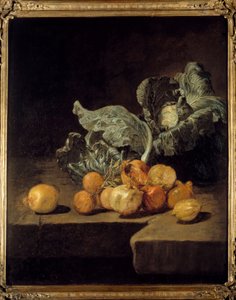Natura morta, cavolo e cipolle da Jacques Charles Oudry