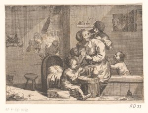 Scena domestica con bambino allattato da Jacques Dassonville