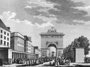 Rivoluzione francese: Accettazione della Costituzione del 3 settembre 1791. Incisione di Berthaut dopo Swebach. Parigi, Biblioteca dell