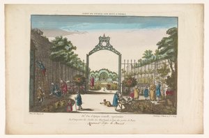 Veduta del Jardin des Marchands a Parigi da Jacques Gabriel Huquier