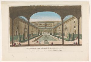 Vista di un cortile con fontane dell