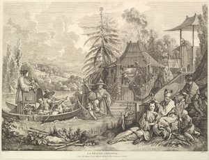 La pesca cinese, da Chinoiseries, dopo il 1743 da Jacques Gabriel Huquier