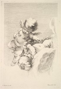 Due Cupidi, uno con una corona, metà-fine XVIII secolo