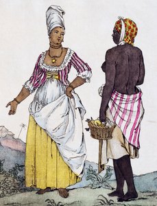 Donna nera e donna mulatta di Santo Domingo, incisione a colori da un disegno di Labrousse da Jacques Grasset de Saint Sauveur