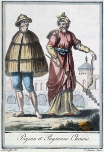 Contadino e contadina cinesi - in "Enciclopedia dei viaggi" di Grasset St Sauveur, ed. 1796