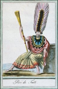 Re di Tahiti, Isole della Società, incisione a colori da un disegno di Labrousse da Encyclopedie des Voyages di Jacques Grasset de Saint-Sauveur da Jacques Grasset de Saint Sauveur