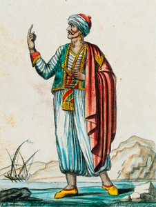 Costume maschile degli stati barbari e musulmani, incisione a colori da un disegno di Labrousse (attivo 1796), da Encyclopedie des Voyages, di Jacques Grasset de Saint-Sauveur (1757-1810) da Jacques Grasset de Saint Sauveur