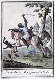 Gestione con cui i Mori prendono schiavi - in "Enciclopedia dei viaggi" di Grasset Saint Sauveur, ed. Parigi 1796 da Jacques Grasset de Saint Sauveur