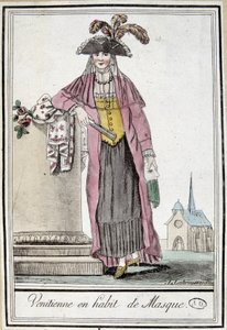 Veneziana in abito da maschera - in "Encyclopédie des voyages" di Grasset Saint Sauveur, ed. Parigi 1796