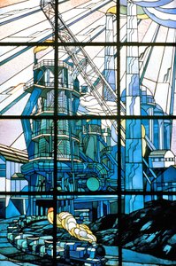 Nancy, Art Nouveau, Vetrate di Jacques Gruber, alla sede di Pont a Mousson, av. de la liberation