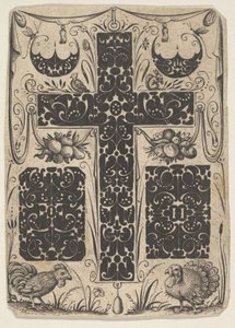 Croce latina con uccelli e motivi più piccoli, ca. 1614-19