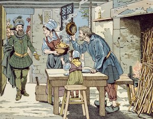 Enrico IV, Re dei Poveri che vuole che tutti i suoi sudditi abbiano un pollo per la cena della domenica, c.1900 da Jacques Marie Gaston Onfray de Breville (Job)