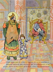 Re Dagoberto I (c.603-39) che si mette i pantaloni al contrario, illustrazione da 