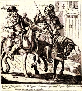 Don Chisciotte su Rossinante, accompagnato da Sancho Panza sul suo asino Grison, verso il 1640 (illustrazione) da Jacques Lagniet