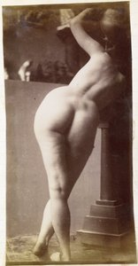 Studio di un modello femminile nudo, visto di schiena, nello studio di Jacques de Lalaing, studio preliminare per fontana circolare da Jacques Lalaing (attributed to)
