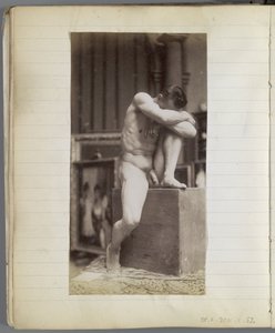 Studio di un modello maschile nudo seduto nello studio di Jacques de Lalaing