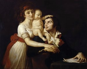 Camille Desmoulins con sua moglie Lucile e il loro figlio da Jacques Louis David