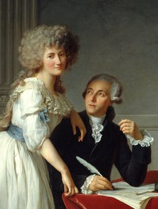 (dettaglio) Antoine Laurent Lavoisier (1743-1794) con Madame Lavoisier, dipinto di Jacques Louis David (1748-1825)