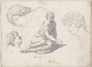 Giocatore di Dadi e Altri Studi dopo Sculture Antiche da Jacques Louis David
