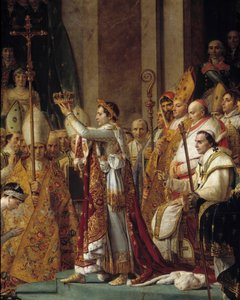 Il rito di Napoleone. Dettaglio di Napoleone che indossa la corona durante l