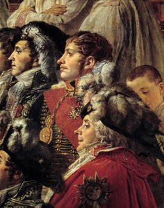 Il Rito di Napoleone. Dettaglio che rappresenta Auguste Jean-Gabriel de Caulaincourt (1777-1809), Eugene Rose de Beauharnais detto Principe Eugenio (1781-1824), e Charles Maurice de Talleyrand-Perigord detto Talleyrand (1754-1838) durante l