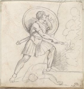 Guerriero con scudo e torcia da Jacques Louis David