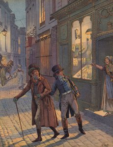 Una scena di strada a Parigi da Jacques Marie Gaston Onfray de Breville (Job)
