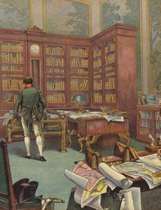 Napoleone Bonaparte consulta mappe nel suo studio da Jacques Marie Gaston Onfray de Breville (Job)