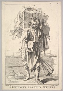 Copia inversa di A Racomoder les Vieux Souflets Mend the Old Bellows, da Le Cri..., XVIII secolo