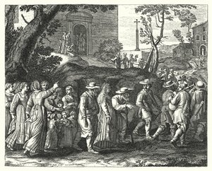 Il matrimonio del villaggio (incisione) da Jacques Stella
