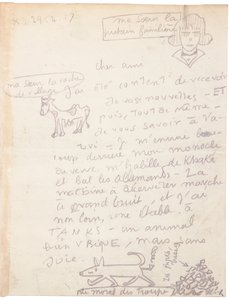 Lettera autografa con disegni