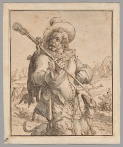 Un cacciatore con una lepre morta e un cane (studio per "Terra") da Jacques de Gheyn II