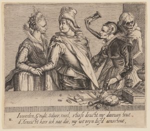 Un giovane uomo tra una giovane donna e una vecchia, da Amanti disuguali da Jacques de Gheyn II