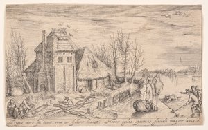 Paesaggio invernale con pattinatori su ghiaccio, da Landscapes da Jacques de Gheyn II