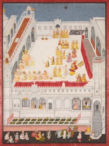 Maharana Jagat Singh che assiste al Raslila, 1736