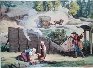 Produzione di carbone in Austria, illustrazione da 