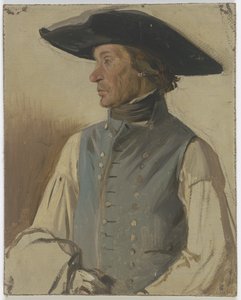 Contadino con un grande cappello e un gilet blu da Jakob Becker