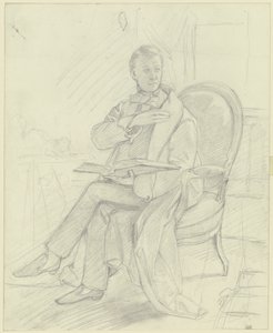 Giovane uomo seduto in poltrona con un libro da Jakob Becker