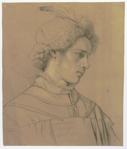 Giovane con cappello piumato di tre quarti da Jakob Becker