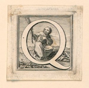 Lettera maiuscola Q decorata
